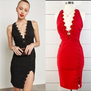 Rare London Black and Red Scalloped Dresses